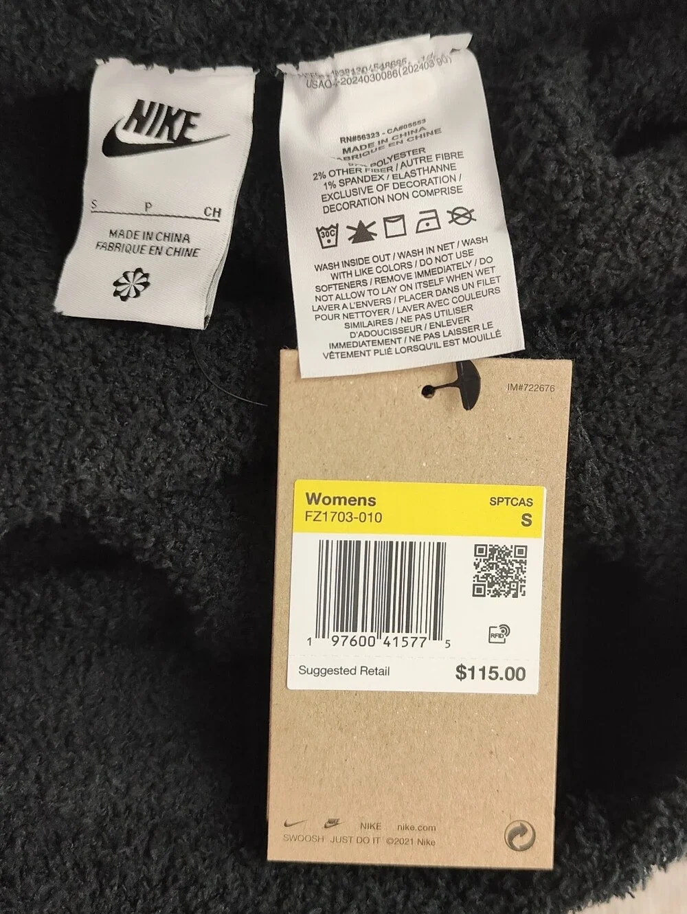 Nike Phoenix Black Pants Boucle High-Waisted Oversized Sweats Size Small Sporty - Picture 6 of 11
